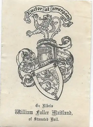 Original Kupferstich-Wappen: Heraldik - Ex Libris William Fuller Maitland of