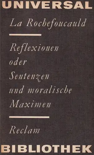 Buch: Reflexionen oder Sentenzen und moralische Maximen. La Rochefoucauld, 1982