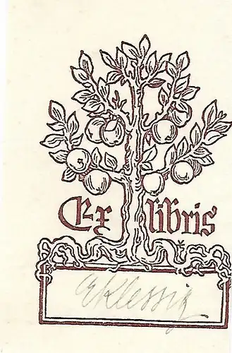 Original Kupferstich Exlibris: Apfelbaum, gebraucht, gut
