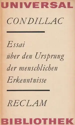 Buch: Essai über den Ursprung der menschlichen Erkenntnisse, Condillac. 1977 RUB