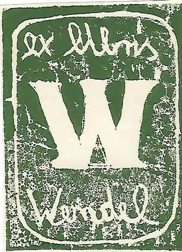 Original Linolschnitt Exlibris: W Wendel, gebraucht, gut