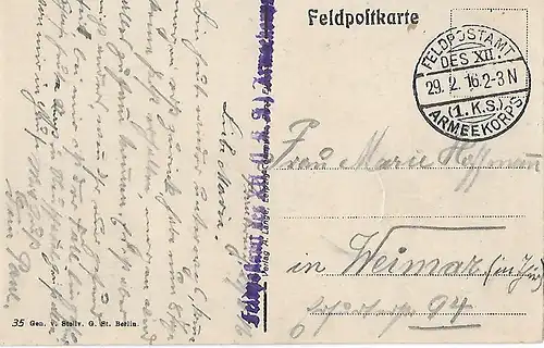 AK Rethel. Frankreich. ca. 1916, Postkarte, Verlag A. Lange, gebraucht, gut