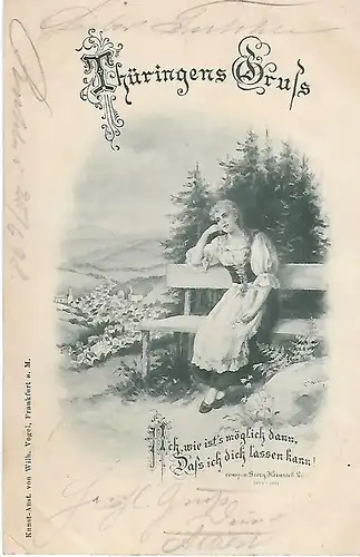 AK Thüringens Gruß. ca. 1898, Verlag Wilhelm Vogel, gebraucht, gut