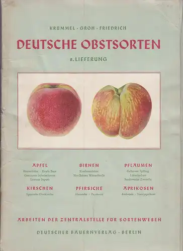 Buch: Deutsche Obstsorten-8. Lieferung, Krümmel/ Groh/ Friedrich, 1959, gut