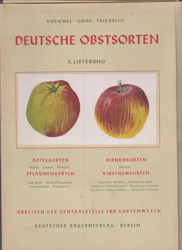 Buch: Deutsche Obstsorten - 5. Lieferung, Krümmel / Groh / Friedrich, 1958, gut