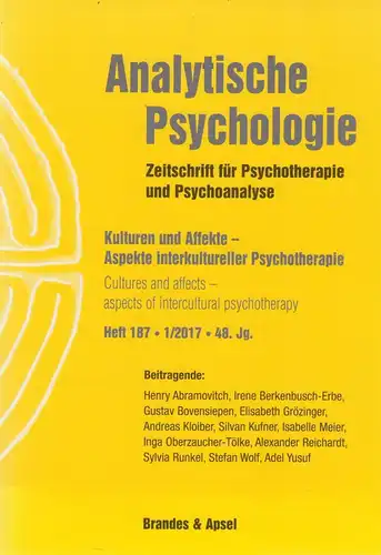 Analytische Psychologie Heft 187, 1/2017, Bovensiepen, Brandes & Apsel, sehr gut