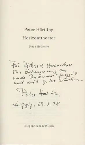 Buch: Horizonttheater, Härtling, Peter, 1997, KiWi, Neue Gedichte, signiert, gut