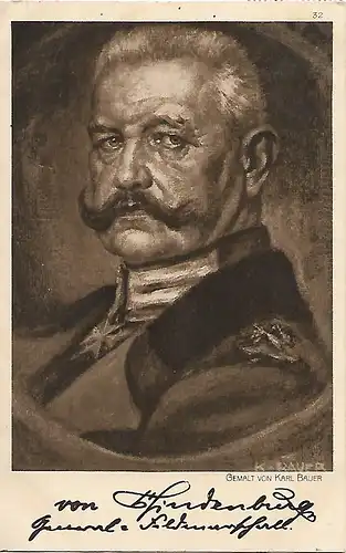 AK Generalfeldmarschall von Hindenburg, Postkarte, ca.1915, Verlag J. Lehmanns