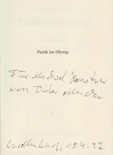 Buch: Panik im Olymp, Mucke, Dieter. Edition Merlin, 1995, signiert