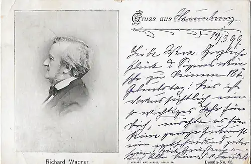 AK Richard Wagne, Postkarte. Nr. 63, Verlag Max Marcus, gebraucht, gut