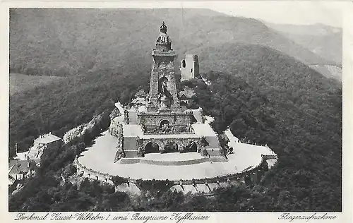 AK Denkmal Kaiser Wilhelm I und Burgruine Kyffhäuser. Fliegeraufnahme. ca. 1913