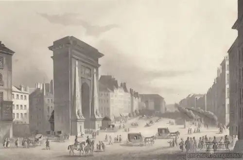 Porte St. Denis & Boulevards (Paris). aus Meyers Universum, Stahlstich. 1850