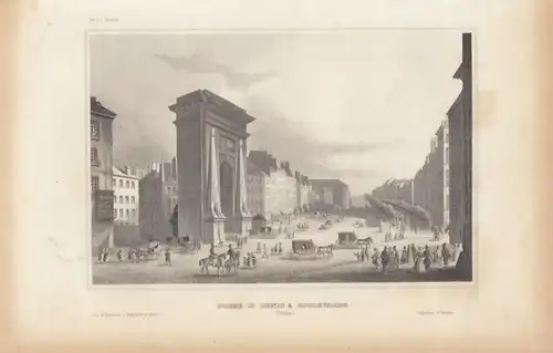 Porte St. Denis & Boulevards (Paris). aus Meyers Universum, Stahlstich. 1850