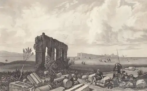 Die Ruinen von Tyrus. aus Meyers Universum, Stahlstich. Kunstgrafik, 1850