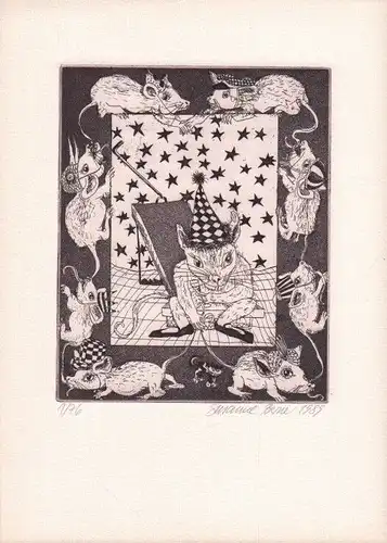 Radierung: Mäusezirkus, Berner, Susanne. Kunstgrafik, 1989, Kinderbuchverlag