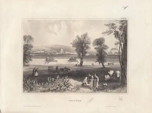 Waitzen. aus Meyers Universum, Stahlstich. Kunstgrafik, 1850, gebraucht, gut