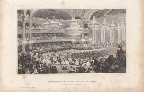 Interiore des Opernhauses in Paris (Grand Bal Masque). aus Meyers... Stahlstich