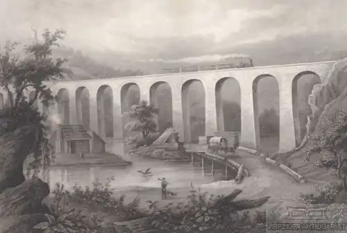 Starucca Viaduct, Erie-Eisenbahn im Staate Newyork. aus Meyers... Stahlstich