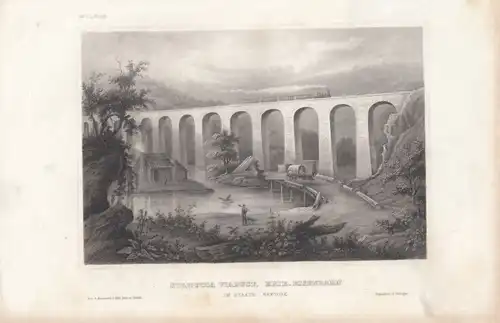 Starucca Viaduct, Erie-Eisenbahn im Staate Newyork. aus Meyers... Stahlstich