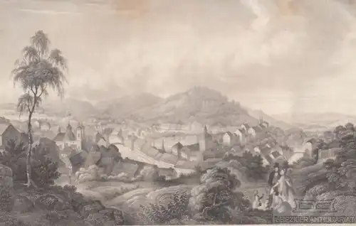Carlsbad. aus Meyers Universum, Stahlstich. Kunstgrafik, 1850, gebraucht, gut