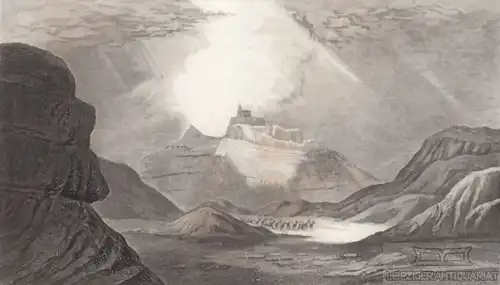 Der Berg Horeb in Arabien. aus Meyers Universum, Stahlstich. Kunstgrafik, 1850