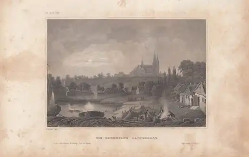 Die Roeskilde Cathedrale. aus Meyers Universum, Stahlstich. Kunstgrafik, 1850