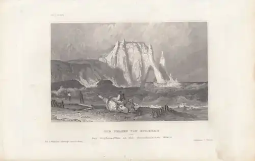 Die Felsen von Etretat. aus Meyers Universum, Stahlstich. Kunstgrafik, 1850