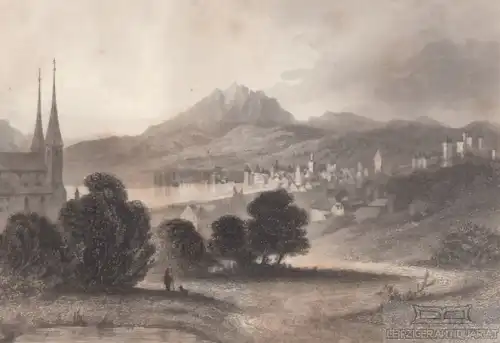 Luzern. aus Meyers Universum, Stahlstich. Kunstgrafik, 1850, gebraucht, gut