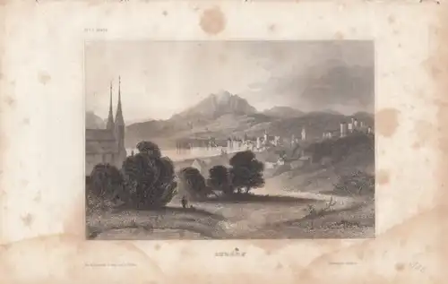 Luzern. aus Meyers Universum, Stahlstich. Kunstgrafik, 1850, gebraucht, gut