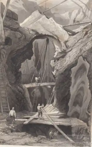 Kupfermine Katharinenberg in Schweden. aus Meyers Universum, Stahlstich. 1850