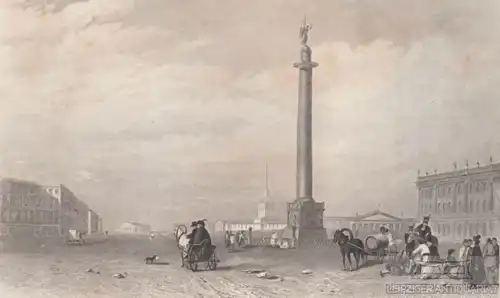Die Alexander-Säule in St. Petersburg. aus Meyers Universum, Stahlstich. 1850