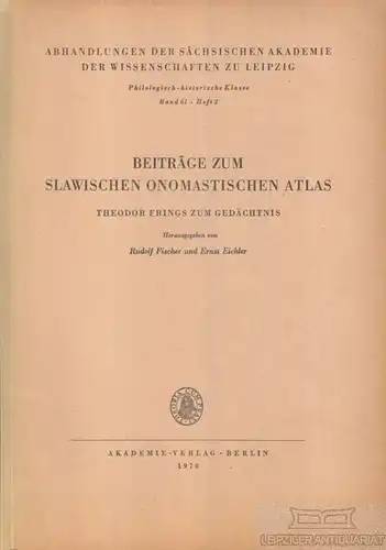 Buch: Beiträge zum slawischen onomastischen Atlas, Fischer. 1970, gebraucht, gut