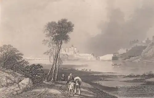Passau. aus Meyers Universum, Stahlstich. Kunstgrafik, 1850, gebraucht, gut