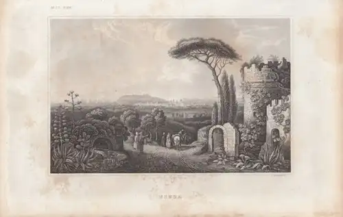 Nizza. aus Meyers Universum, Stahlstich. Kunstgrafik, 1850, gebraucht, gut