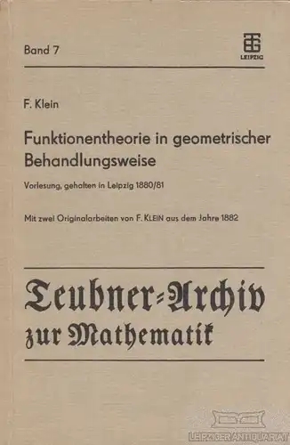 Buch: Funktionentheorie in geometrischer Behandlungsweise, Klein, F. 1987