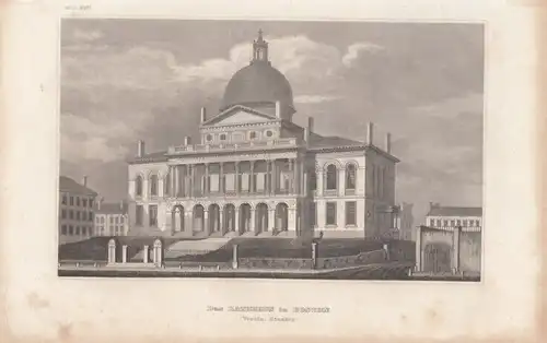 Das Rathaus in Boston. aus Meyers Universum, Stahlstich. Kunstgrafik, 1850