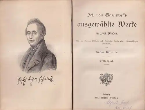 Buch: Joseph Freiherrn v. Eichendorffs Werke in zwei Bänden, 2 Bände in 1