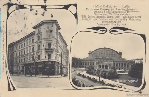 AK Hotel Hollstein. Berlin. Anhalter-Bahnhof. ca. 1910, Postkarte. Ca. 1910