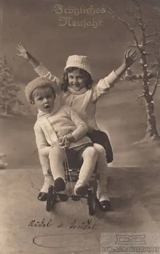 AK Fröhliches Neujahr, Postkarte. Neujahrskarte, 1910, gebraucht, gut
