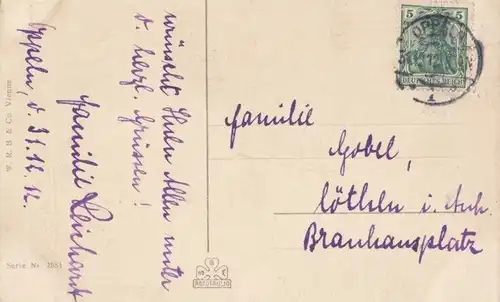 AK Glückliches Neujahr, Postkarte. Neujahrskarte, 1912, Verlag W. R. B. & Co