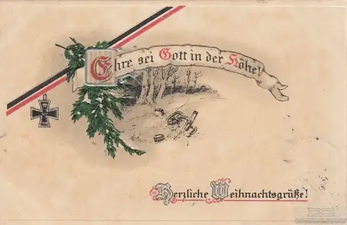 Weihnachtskarte - Ehre sei Gott in der Höhe! Herzliche... Postkarte. 1914