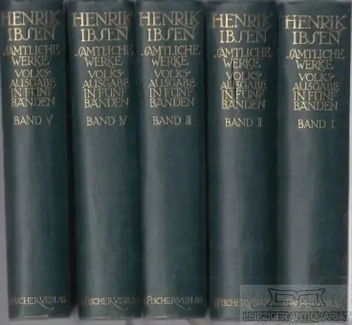 Buch: Sämtliche Werke, Ibsen, Henrik. 5 Bände, 1907, S. Fischer, Verlag