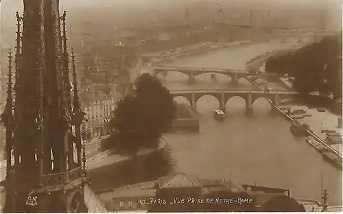 AK Paris. Vue Prise de Notre-Dame. ca. 1924, Postkarte. Ca. 1924, gebraucht, gut