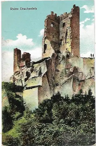 AK Ruine Drachenfels. ca. 1913, Postkarte. Ca. 1913, gebraucht, gut
