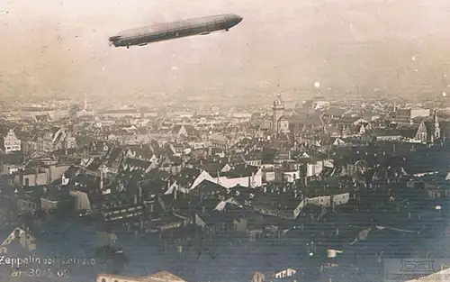 AK Zeppelin über Leipzig am 30. Mai 1909, Postkarte, gebraucht, gut