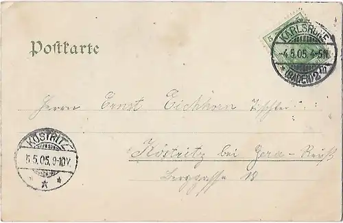AK Karlsruhe. Grossherzogl. Schloss. ca. 1905, Postkarte. Ca. 1905, ohne Verlag