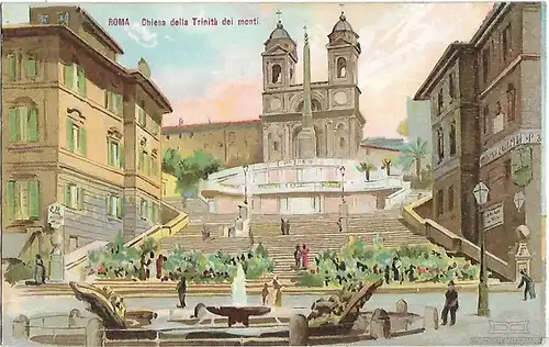 AK Roma. Chiesa della Trinita dei monti. ca. 1908, Postkarte. Ca. 1908