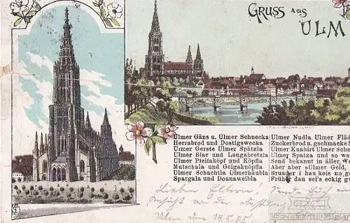 AK Gruss aus Ulm. ca. 1905, Postkarte. Ca. 1905, gebraucht, gut