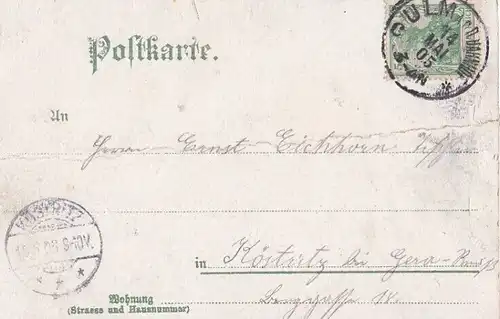 AK Gruss aus Ulm. ca. 1905, Postkarte. Ca. 1905, gebraucht, gut