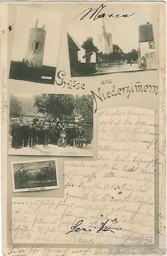 AK Grüsse aus Niederzimern. ca. 1900, Postkarte. Ca. 1900, gebraucht, gut